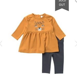 Petit Lem Leopard face 2-piece dress and leggings
